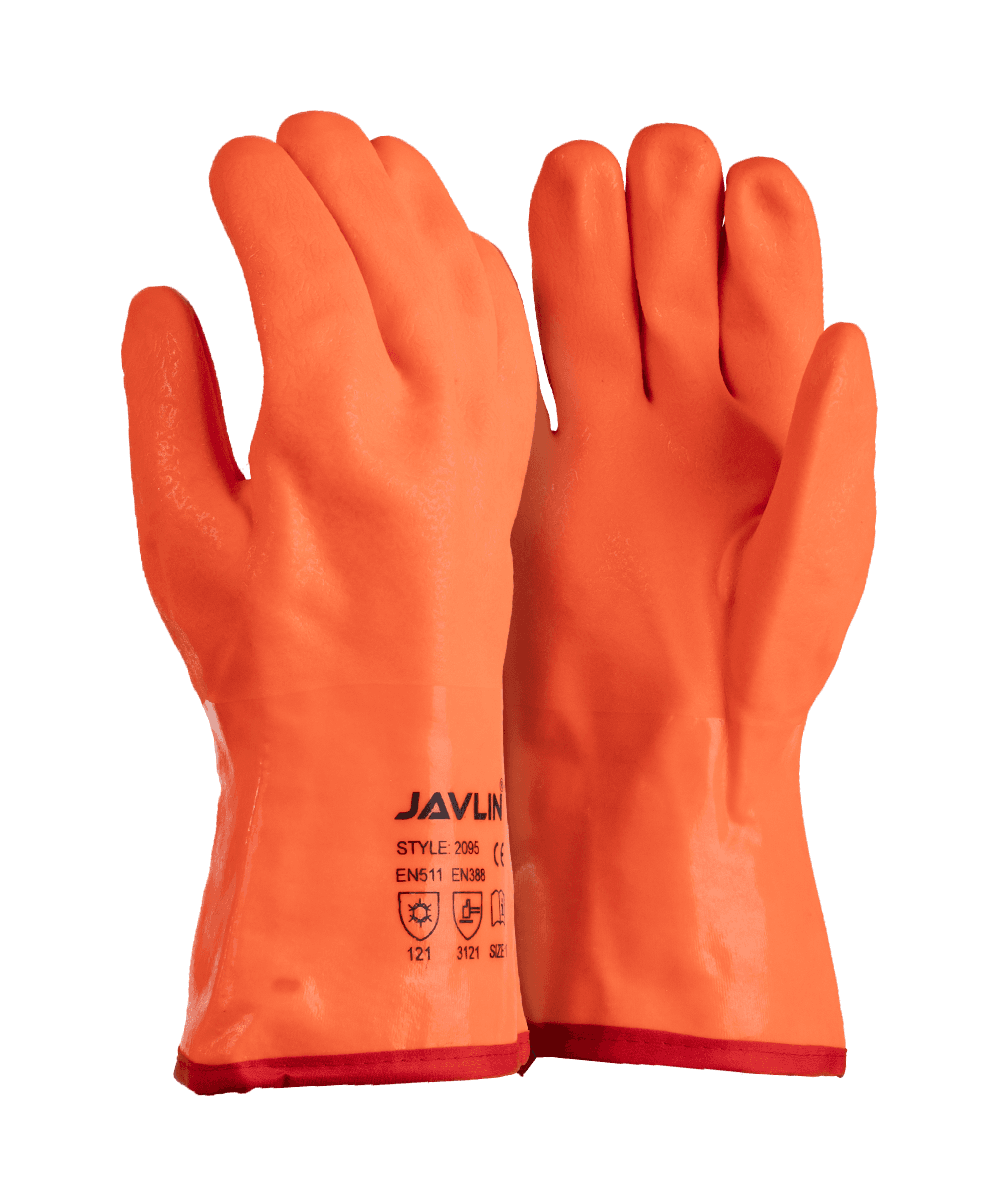 Orange PVC Insulated Freezer Gauntlet Gloves - 30cm