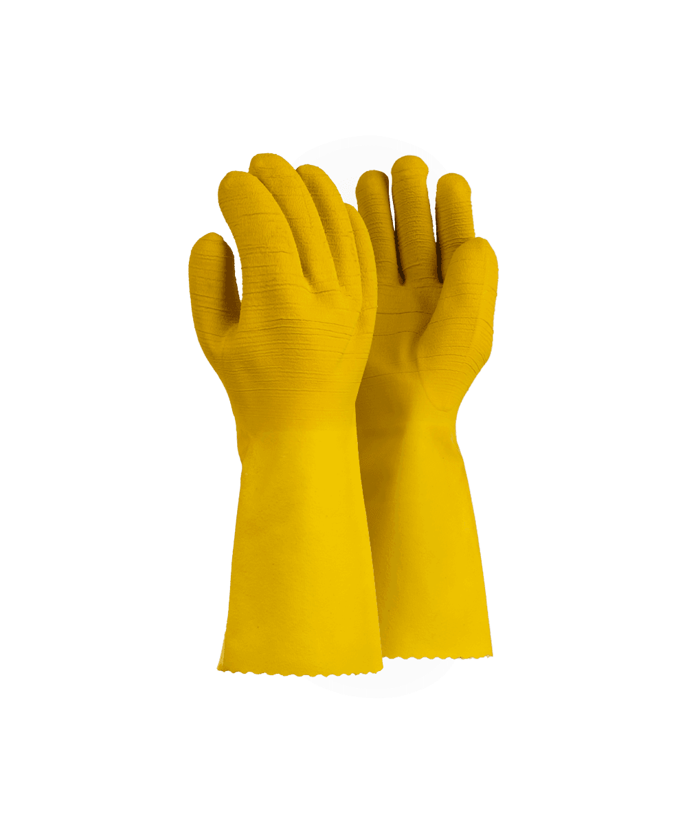 Yellow Commarex Crinkle Latex Glove - Elbow Length 35cm