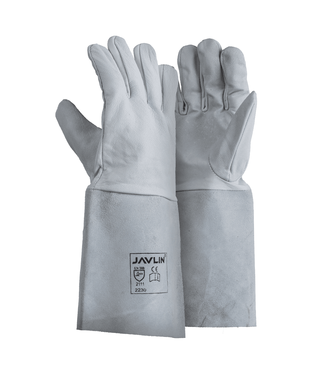Premium White Goatskin Tig Welding Gloves - 15cm Cuff