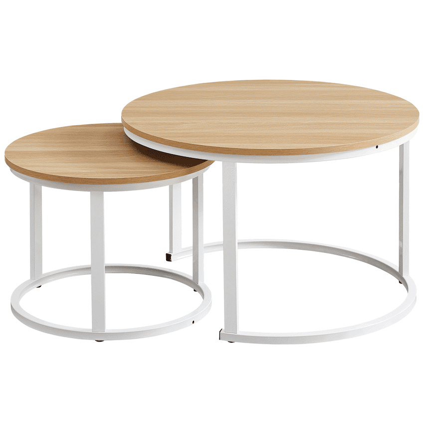 Indus Nesting Coffee Table Oak With White Frame