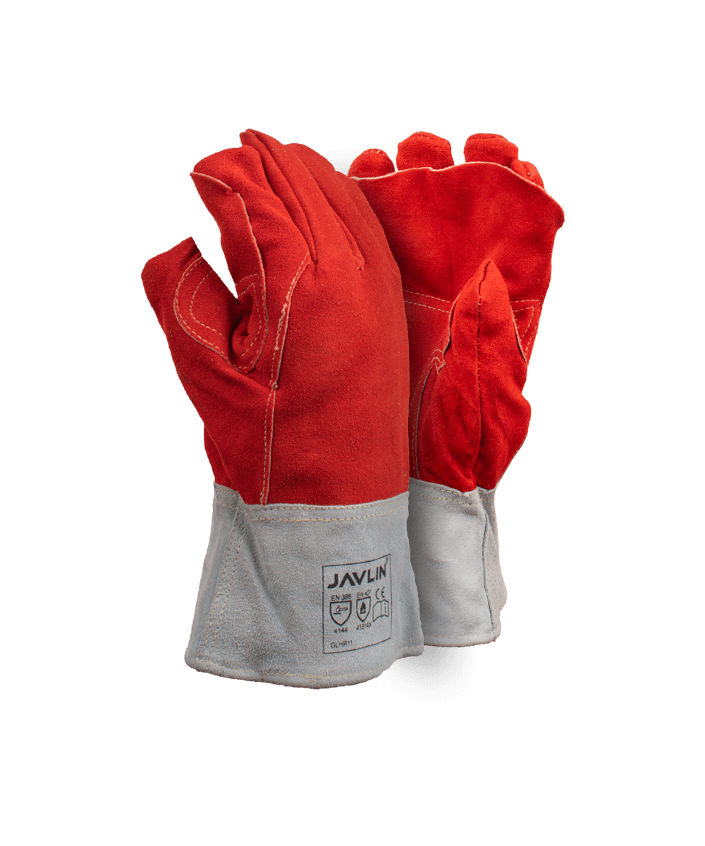 Premium Red Leather Heat Gloves - 10cm Cuff