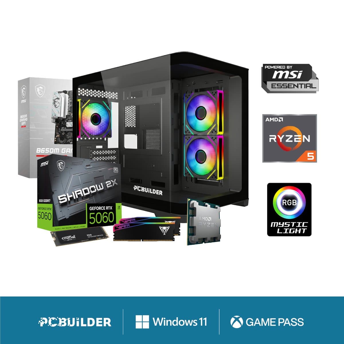 PCBuilder Ryzen 5 7600 SPECIALIST Windows 11 Gaming PC