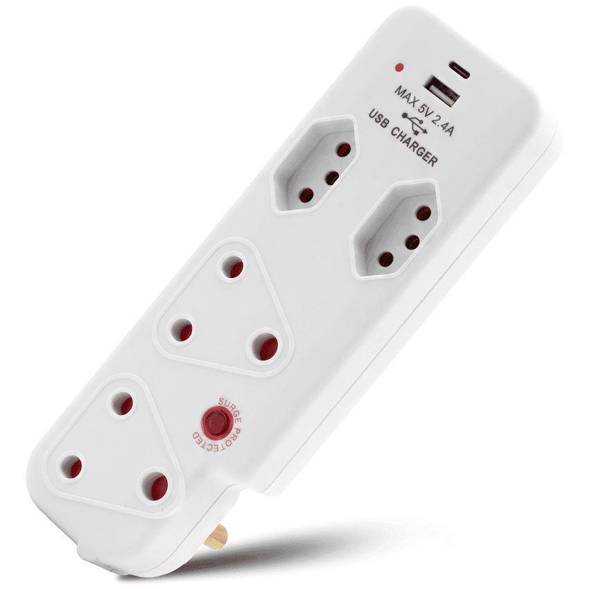 Ellies 4 Way Medium Surge adaptor with type C + USB