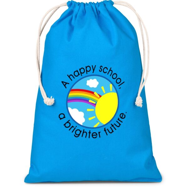 Allsorts Maxi Cotton Drawstring Pouch - Cyan - Image 2